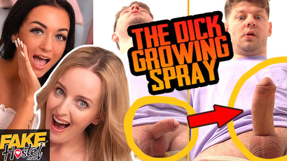 Sahte pansiyon - mikro penis adam penis büyütme spreyi ile 8 inç büyür ve sarışın ve esmer ile üçlü içine alır
