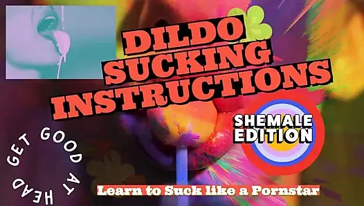 Dildo emme talimatları transeksüelin büyük lezzetli bir yarağı var ve onu emecek