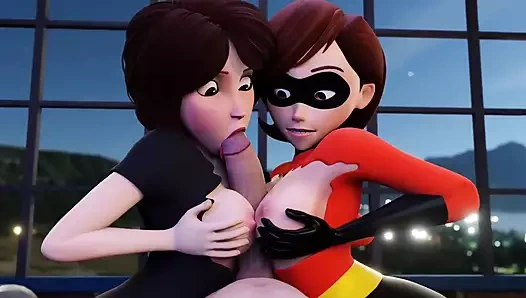 Saveass (kızlar üç yarakla sikildiklerinde ve elleri bağlıyken yüksek sesle inliyor, oral seks ve boşalma)