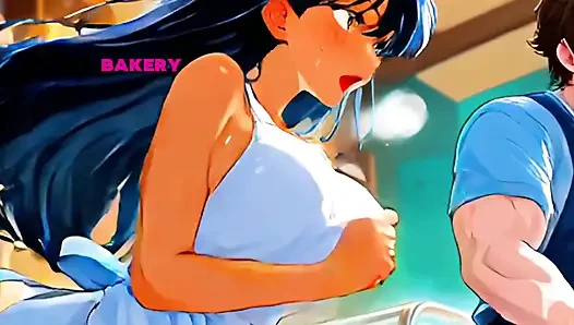 Fırındaki küçük orospu, çırağın kalın penisiyle creampie'ye gidiyor - Ai Animation