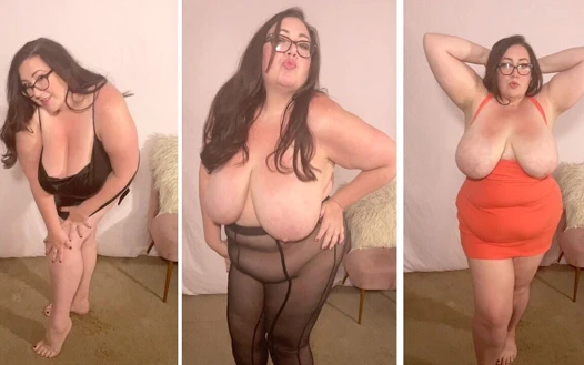 Seksi düzgün vücutlu iri güzel kadın yeni kıyafetler deniyor