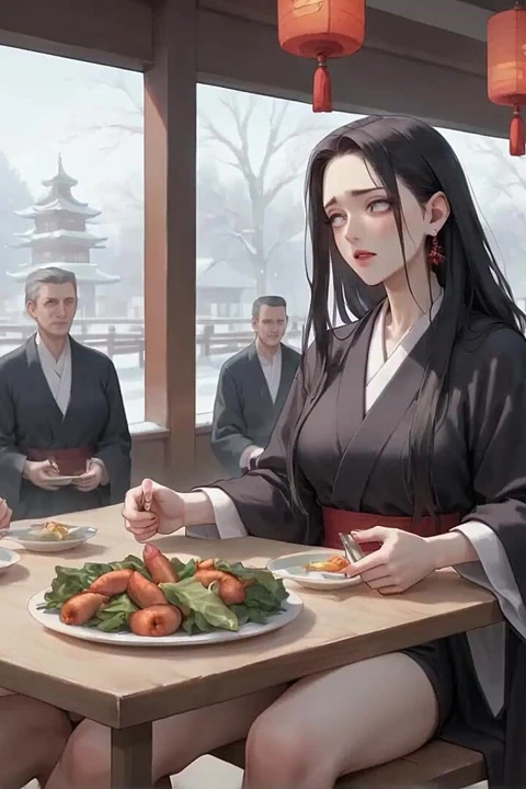 Kimono krem damlayan karlı bir kafede seksi, edepsiz baştan çıkarma - azgın, sert porno!