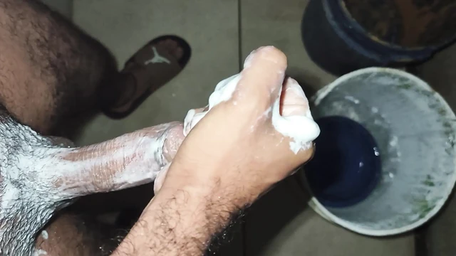 Hairy skinny man masturbates in pope's shower while not at home