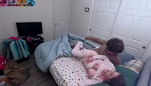 Bare bottom stepsister shares a bed with stepbrother
