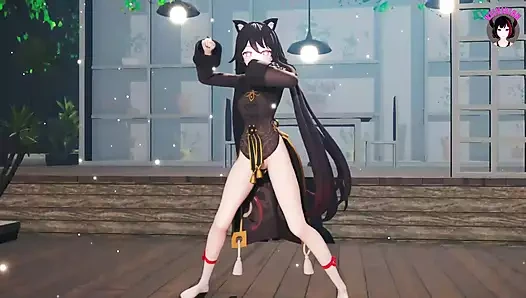 Genshin impact - sevimli hu tao - seksi dans + kademeli soyunma (3d hentai)