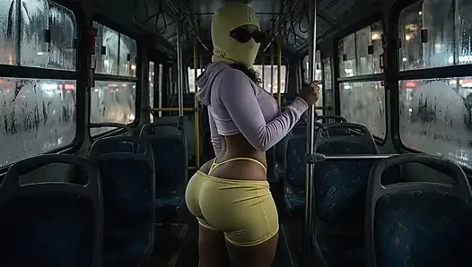 Otobüste minyon büyük götlü sıkı sarı taytla twerk yapıyor