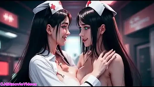 İblis kraliçesi iki kız öpücüğü istiyor (ai animasyonu)