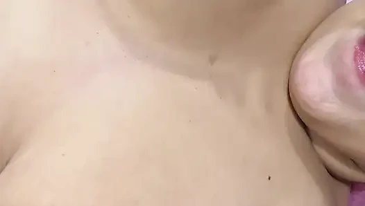 Hot mom loves to suck her tits very tasty