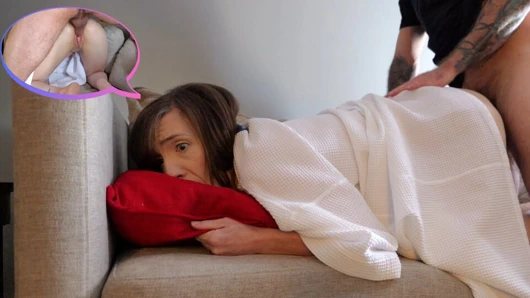 Stepdaughter stuck her ass in the air and Stepdad sneaks in leaving her creampied