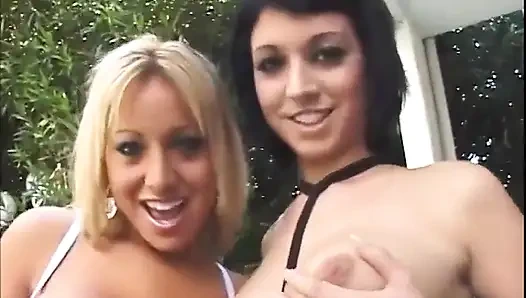 İki sapık kız arkadaşla sulu döl takası üçlü seks