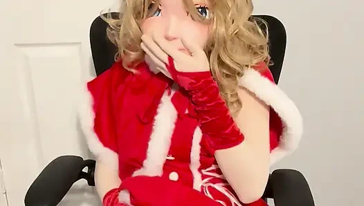 Çift kigurumi maskeli noel kıyafeti titreşiyor