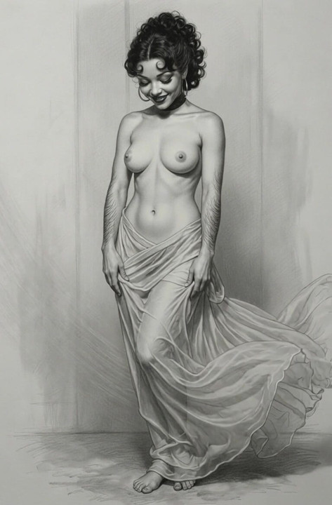 Kıllı retro pin-up güzellik geceliğini kaldırıyor - erotik sanat (2/6)