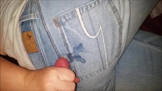 Cumshot on American Eagle jeans