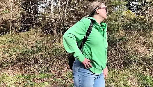Desperate Outdoor Wetting Jeans on the Public Trail
