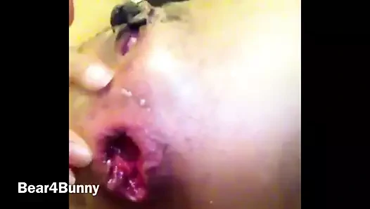 Tavşanın göt deliği büyük bir armut tarafından yok edildi