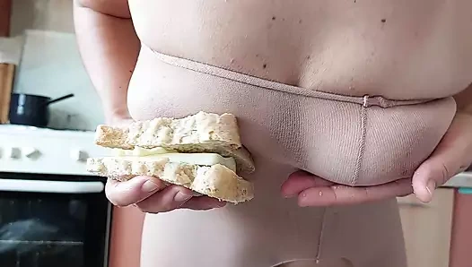 Amateur wife tries on clothes, hairy pussy. Hairy pussy wife, big ass, big tits. Sensual brunette pussy hair