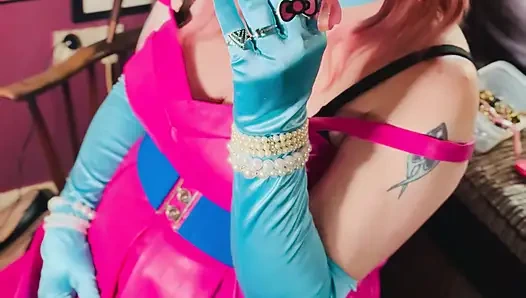 It's A Sin! Tina Snua In Leather & Satin Gloves Smokes A Cork Cigarette - OMI OME Snap Inhales Drifting Smoke Smoker