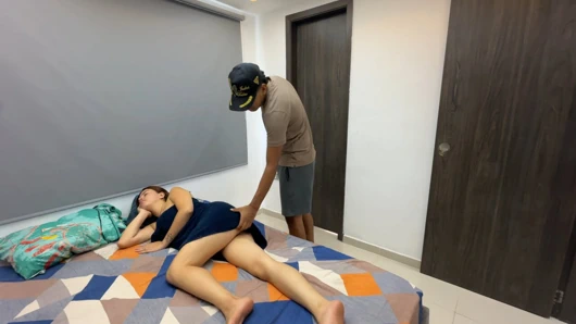 My horny Latina stepbrother is resting naked in her room, I love her rich and sexy ass so I decide to put my mess and juices in her