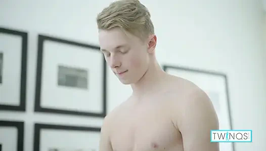 Skinny boy Angel spreads plays with his stick until he cums!