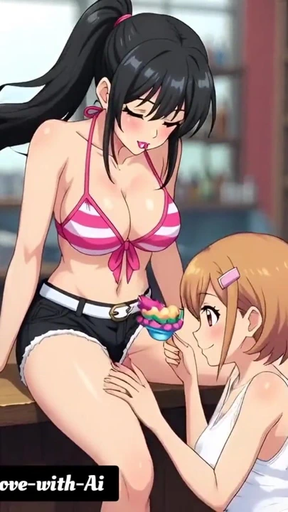 Hentai 2026! Göğüslerinden damlayan dondurmalarını emmeyi seviyorlar | Klip 1