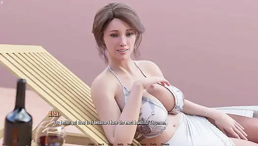 Stepmom Applying Sunscreen On Alex Body In Pool