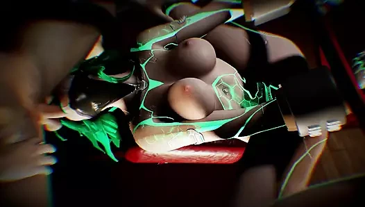 Seksi yeşil robot seks bebeği bdsm seks şovunda sikiliyor