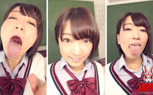 Sınıfta üniversite üniformalı Ameri Hoshi tükürük sırılsıklam dudaklarla seni tuzağa düşürüyor