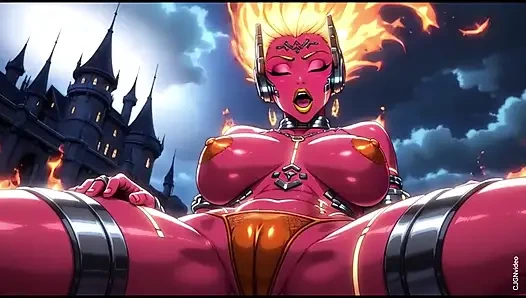 Ateş elementi iblis seksi poz (ai animasyon)