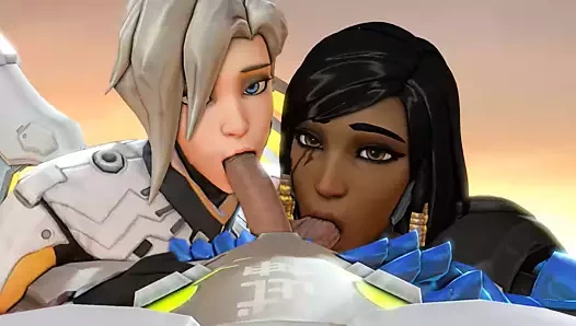 Mercy ve pharah etiketi bir çük ile takım