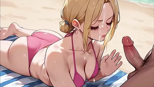 Sarışın plajda anime ai