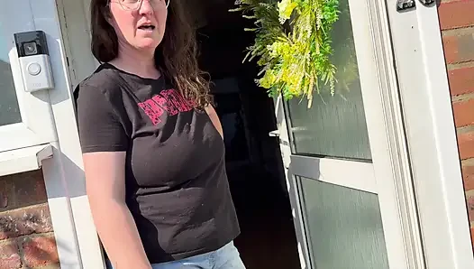window peeping view of horny housewife