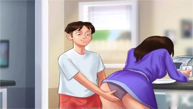 Summertimesaga olgun mutfak seks oğlanına yarak sokuyor