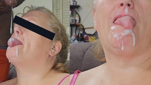 Kendini kontrol edemedi, bu yüzden yüzümü büyük cum yükleriyle kapladı