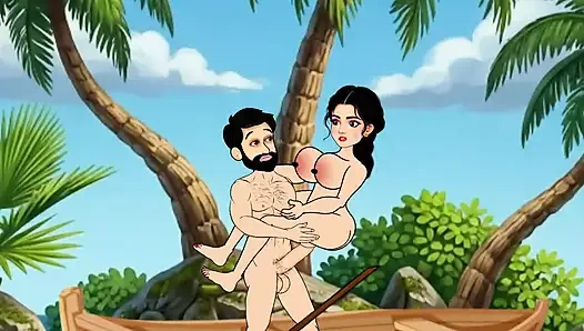 Koca ve karı teknede oturup denize gittiler ve orada koca, büyük penisli güzel bir karısını sevişti, büyük göğüslü güzel bir eş.