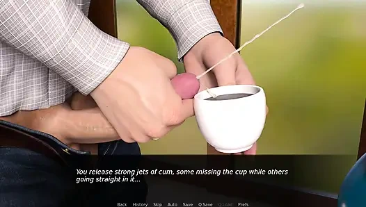 Hemşirelik zevke geri dönüyor: orta yaşlı seksi kadının içmesi için dölle dolu bir fincan kahve ep 54