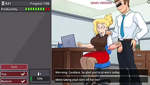 Office girl with big boobs and big ass barely working