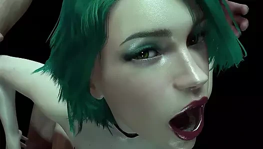Yeşil saçlı ateşli kız arkadan sikiliyor: 3 boyutlu porno kısa klip