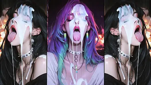 Anime karakterleri yüzlerini tamamen dölle kaplıyor.