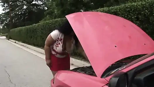 Big and fat girl with huge boobs banged by skinny boy