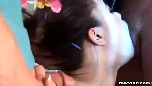 Asian Gets DPed In Natural Gangbang