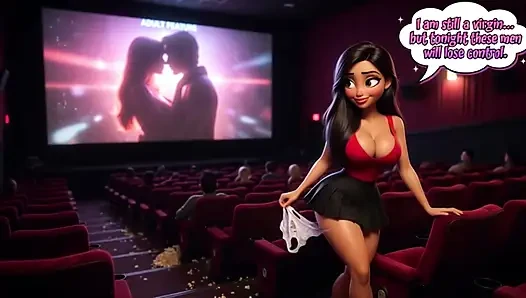 Üvey kız üvey babası için yasak arzudan sonra porno tiyatrosunun bakiresi oluyor (yapay zeka oluşturuldu)