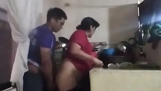 Fucking the Maid in the Kitchen When My Wife Is in the Living Room