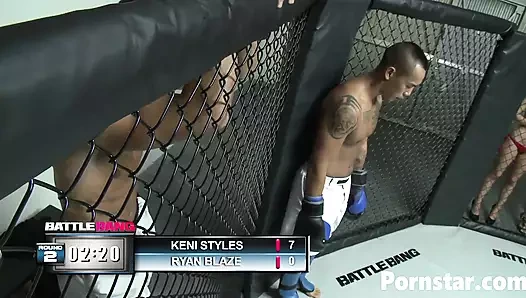 Battle bang fight for babe Kelly Divine's pussy