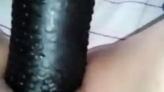 Siyah yapay penis içinde kedi