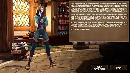 Çıplak mavi yüksek elf bayan - macera oyunu için şehvet