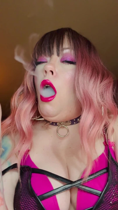 Miss Tina Snua Dressed In Pink Smokes A Richmond Superking Cigarette With Lots Of Dangling - OMI OME Snap Inhales… | Clip 1