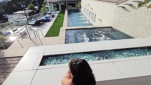 Hot Ebony with Big Ass Nina White Pool Sex