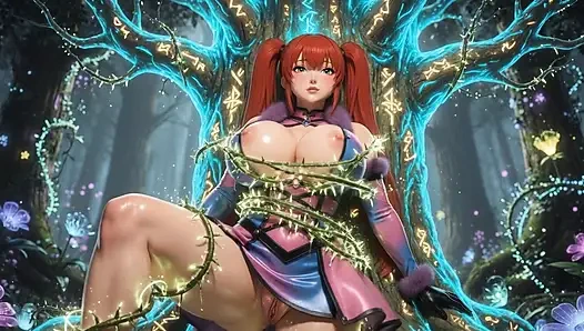 Shermie King of Fighters Magical Forest Vine tied   3D Hentai