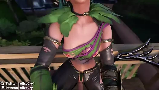 Soul Calibur'un mükemmel göğüslerinden Tira binerken sekiyor