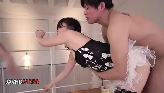 Rei Asamiya's Hot Asian Creampie Threesome in Sexy Cosplay Action!